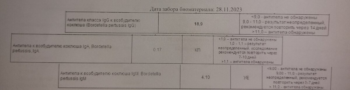 Фото автора из личной истории болезни. Коклюш положительный - это антитела от прививок