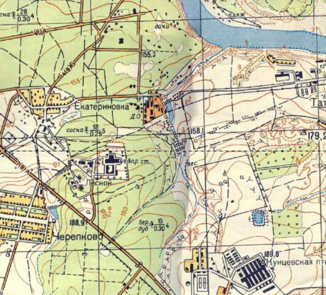 На карте Москвы 1968 года хорошо видно все три истока реки. С сайта www.retromap.ru.