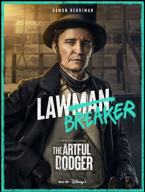 Дэймон Херриман в роли капитана- злодея Люсьена Гана. Промо-материалы сериала "Ловкий плут / The Artful Dodger",