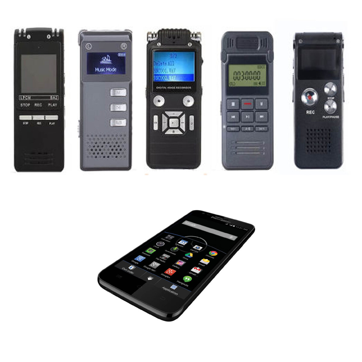 Пример обычных средств аудиозаписи.