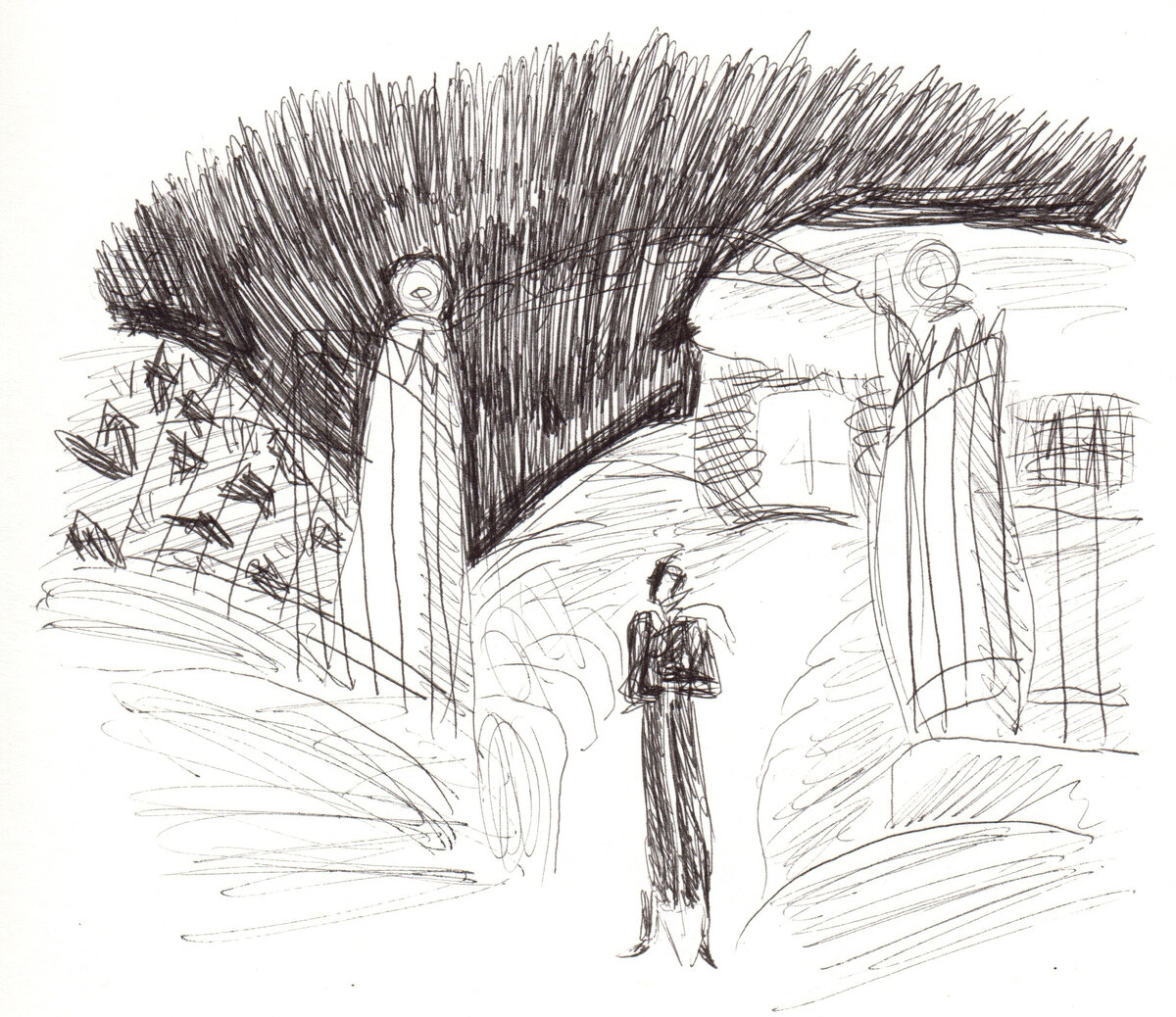 1. К вечеру, когда уже стемнело, К. наконец расчистил дорожку и крепко утрамбовал снежные навалы по обе её стороны - на этот день работа была закончена. Он стоял у ворот в одиночестве, вокруг не было видно ни души.