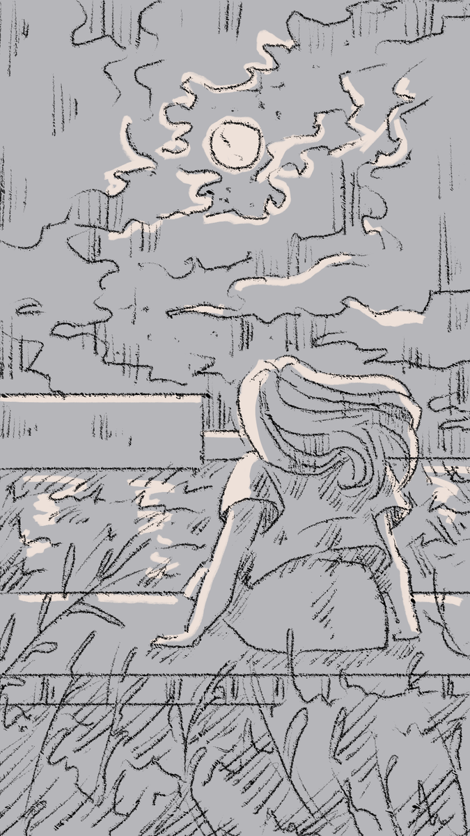 Девушка смотрит на луну. 