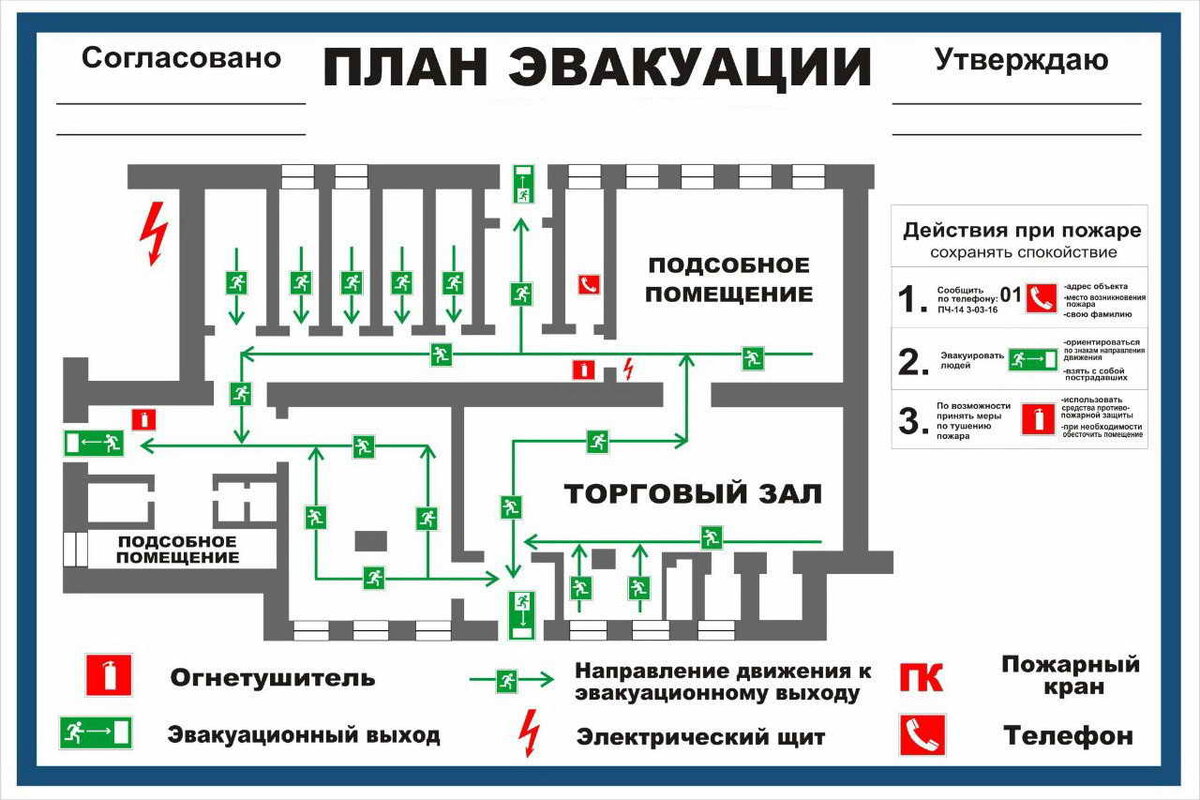 Как составить план эвакуации в организации при пожаре: образцы и шаблоны  документов | АНО ДПО Единый Всероссийский Институт | Дзен