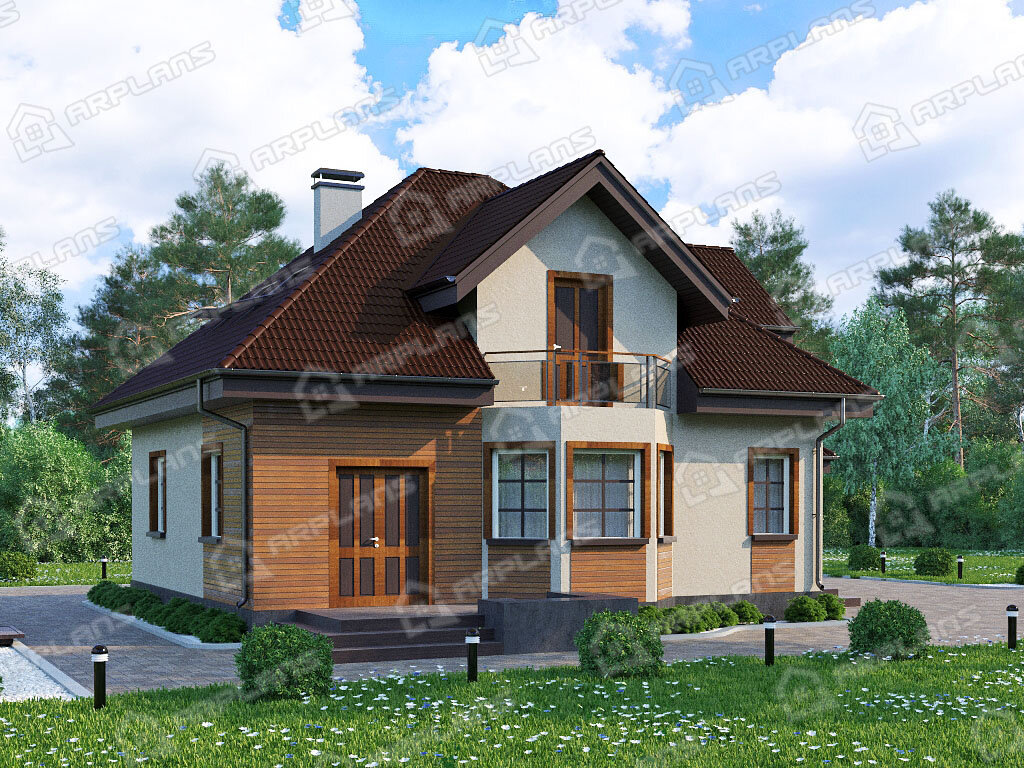 Фото 2 дома с мансардой из газобетона с гаражом. Источник arplans.ru Проект К-254 