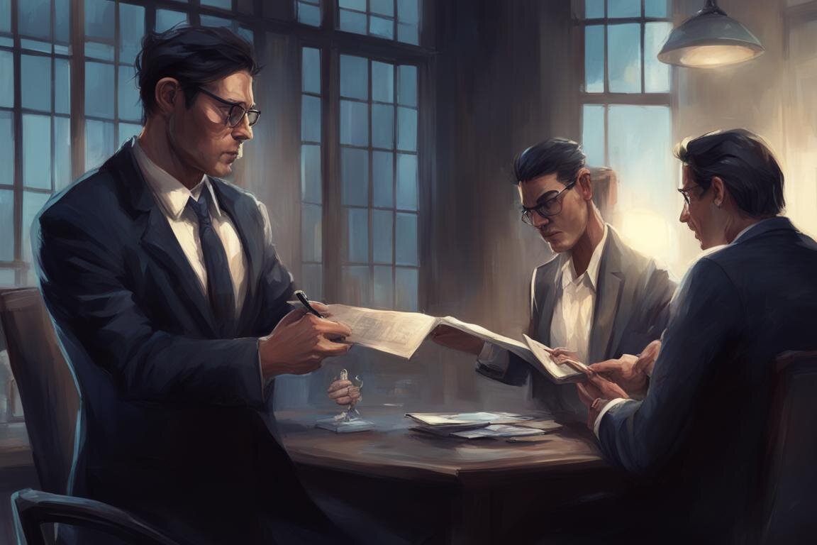 Крутые юристы согласуют допник. Сделано в  Kandinsky by Sber AI