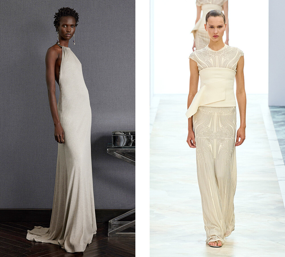 Белый платья Ralph Lauren и Fendi осень-зима 2023