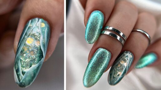 ЖИДКИЙ АКВАРИУМНЫЙ ДИЗАЙН С БЛЁСТКАМИ. Гелевое наращивание сама себе. Aqua design nail