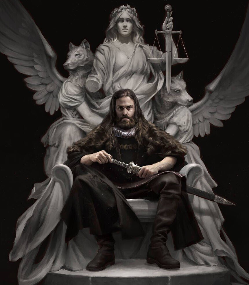 Конрад Вонвальт на обложке "Правосудия королей" (арт Martina Fačková, ArtStation).