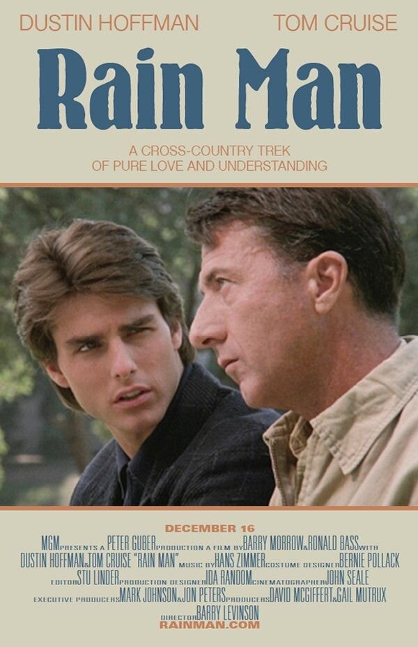 Человек дождя кто это. Человек дождя / Rain man, Барри Левинсон, США,1988.. Том Круз человек дождя. Дастин Хоффман человек дождя.