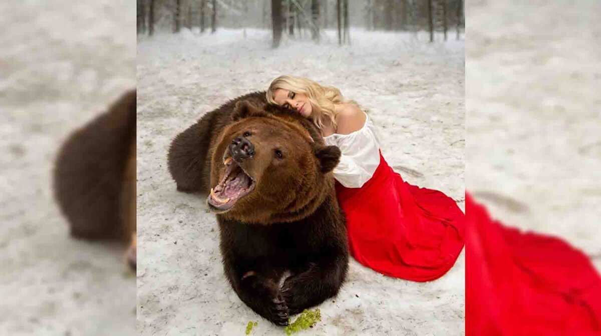    Мария Носова с медведем / Фото: русскаясила.рф