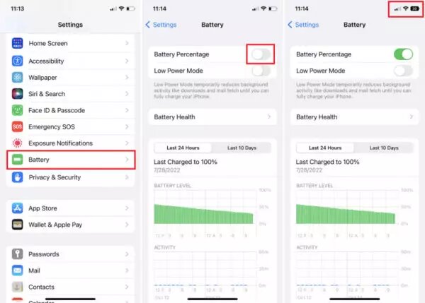 Как включить или отключить процент заряда батареи на iPhone