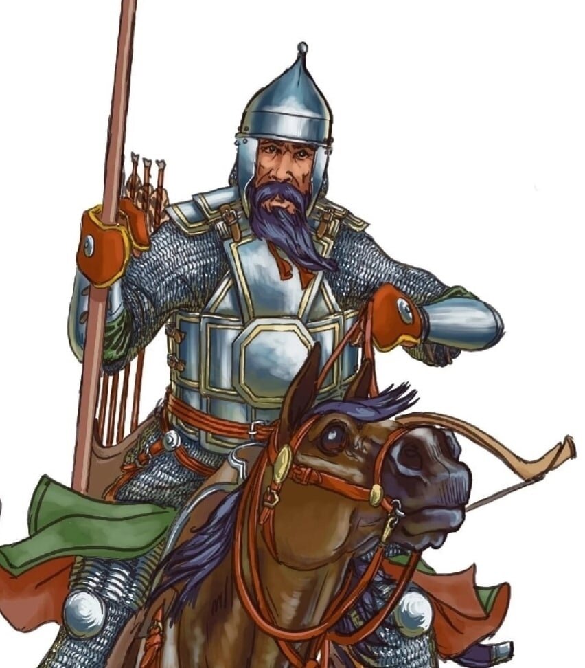 Дворянин сотенной службы ("выборный"). Русское государство, кон.16-го - нач.17-го века. Художник Евгений Шерстнев.