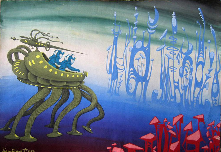 Картина художника Недбайло Николай Михайлович  из серии " Мир завтрашнего дня" 1979 год