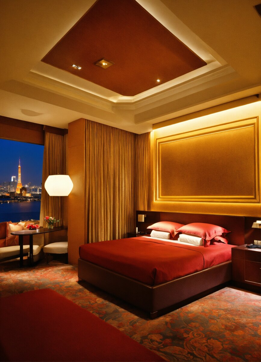 Номер в гостинице с видом на Эйфелеву башню