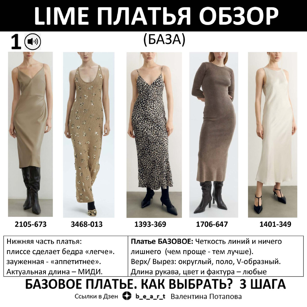 Платье БАЗОВОЕ: Четкость линий и ничего лишнего (чем проще - тем лучше). Верх/ Вырез: округлый, поло, V-образный. Длина рукава, цвет и фактура – любые                                              Платье подборка 1 (БАЗА):
2105-673  3468-013  1393-369  1706-647      1401-349