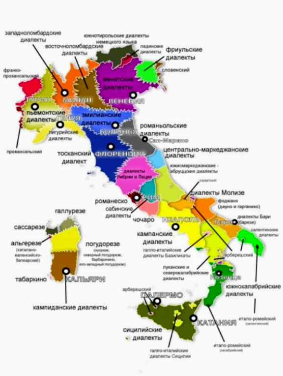 В ИТАЛИИ КРОМЕ L'ITALIANO STANDARD (КЛАССИЧЕСКОГО ИТАЛЬЯНСКОГО) СУЩЕСТВУЕТ ЕЩЁ НЕСКОЛЬКО СОТЕН ДИАЛЕКТОВ ❗