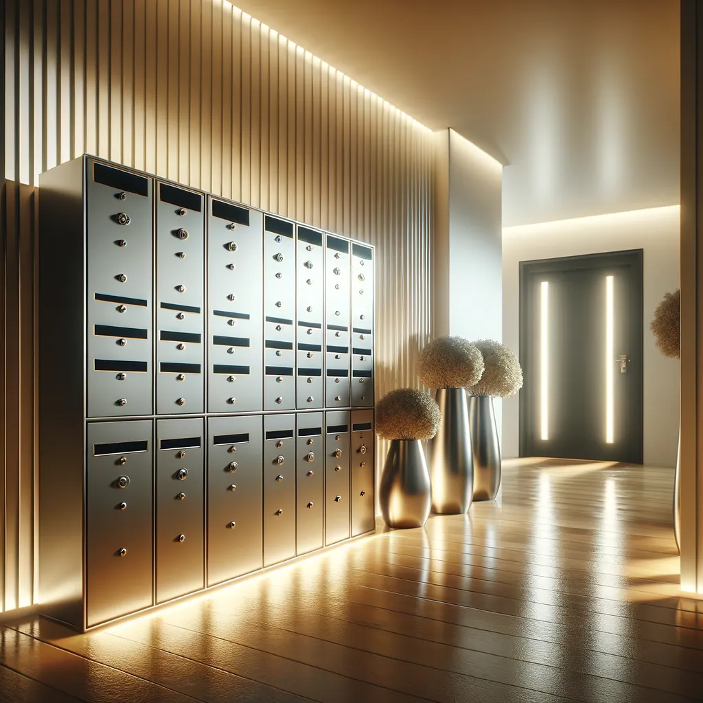 металлические почтовые ящики в подъезде в современном доме