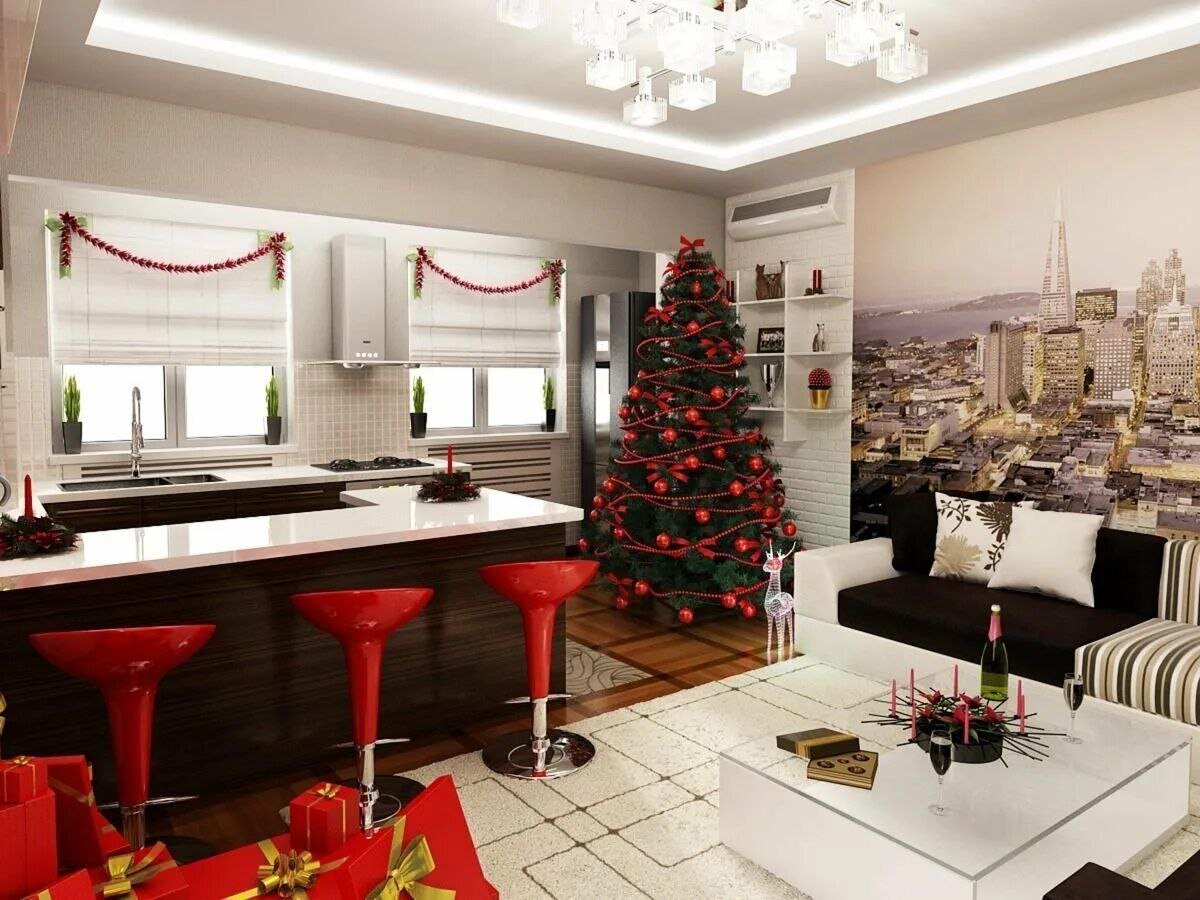 Christmas kitchen. Новогодний интерьер кухни. Украшение кухни к новому году. Кухня гостиная Новогодняя. Украшение кухни гостиной к новому году.