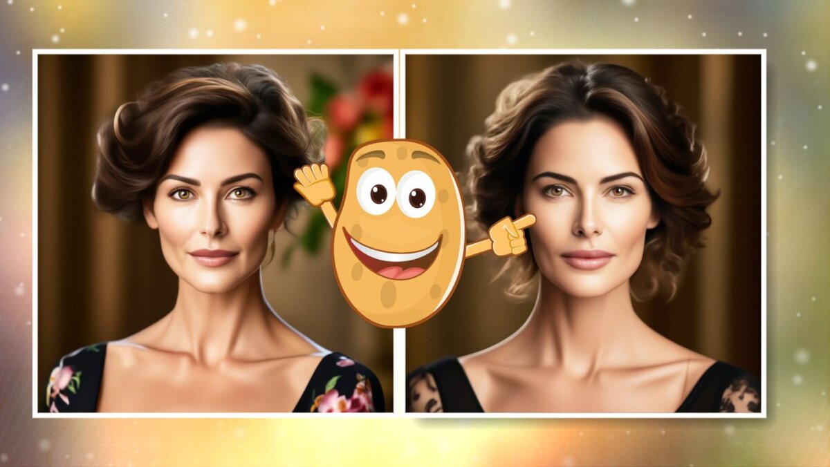 Картофельный лёд, чтобы лицо и шею подтянуть // коллаж и промты автора, изображения Шедеврум