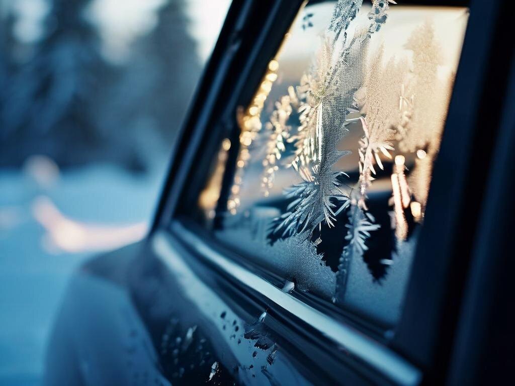 Замерзшее стекло авто