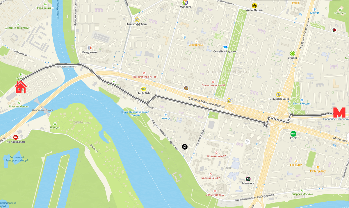 Ближайшая станция метро на карте рядом с ЖК «Берег столицы»