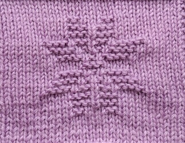 Лицевая сторона узора Снежинка спицами