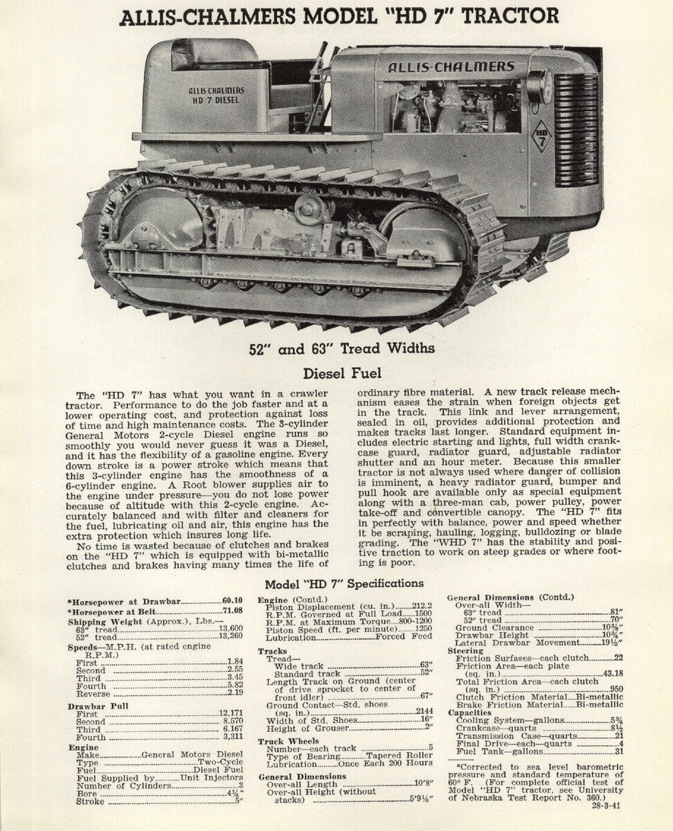 Часть в одну кучу мешают Allis-Chalmers HD-7 и его военную версию Allis-Chalmers HD-7W. А это не совсем чтобы одно и то же.