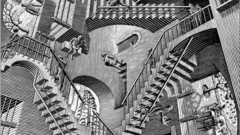     "Относительность". Мауриц Эшер