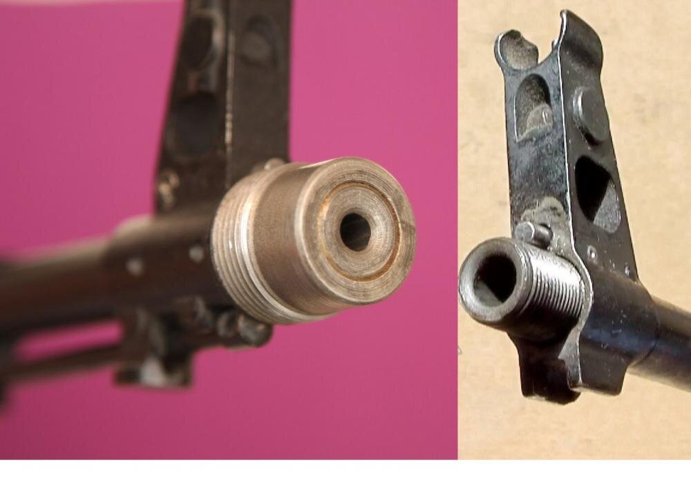 Слева — ствол АК-74, справа — ствол АКМ (ну или АК), на которых видны скругления полей нарезов.