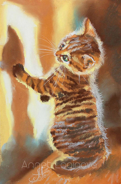 Аннет Логинова. Ловить солнце. 2014 г. Бумага, пастель. 24 x 18 см. Источник: http://картину.рф/art/lovit-solnce