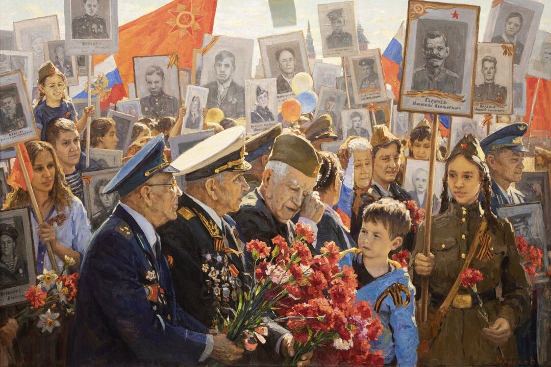 1.Куракса Василий Васильевич «Ветераны. Бессмертный полк» 2020 г. Холст, масло. 100х150