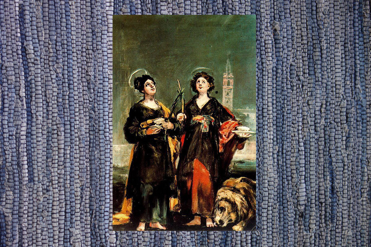 Гойя "Святые Юста и Руфина". Картина, ставшая ключевой в книге, написана на эту же тему.