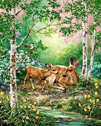 Картинка своими руками от Мари мари)) Мама с олененком)) Прямо в тему сегодняшней главы.