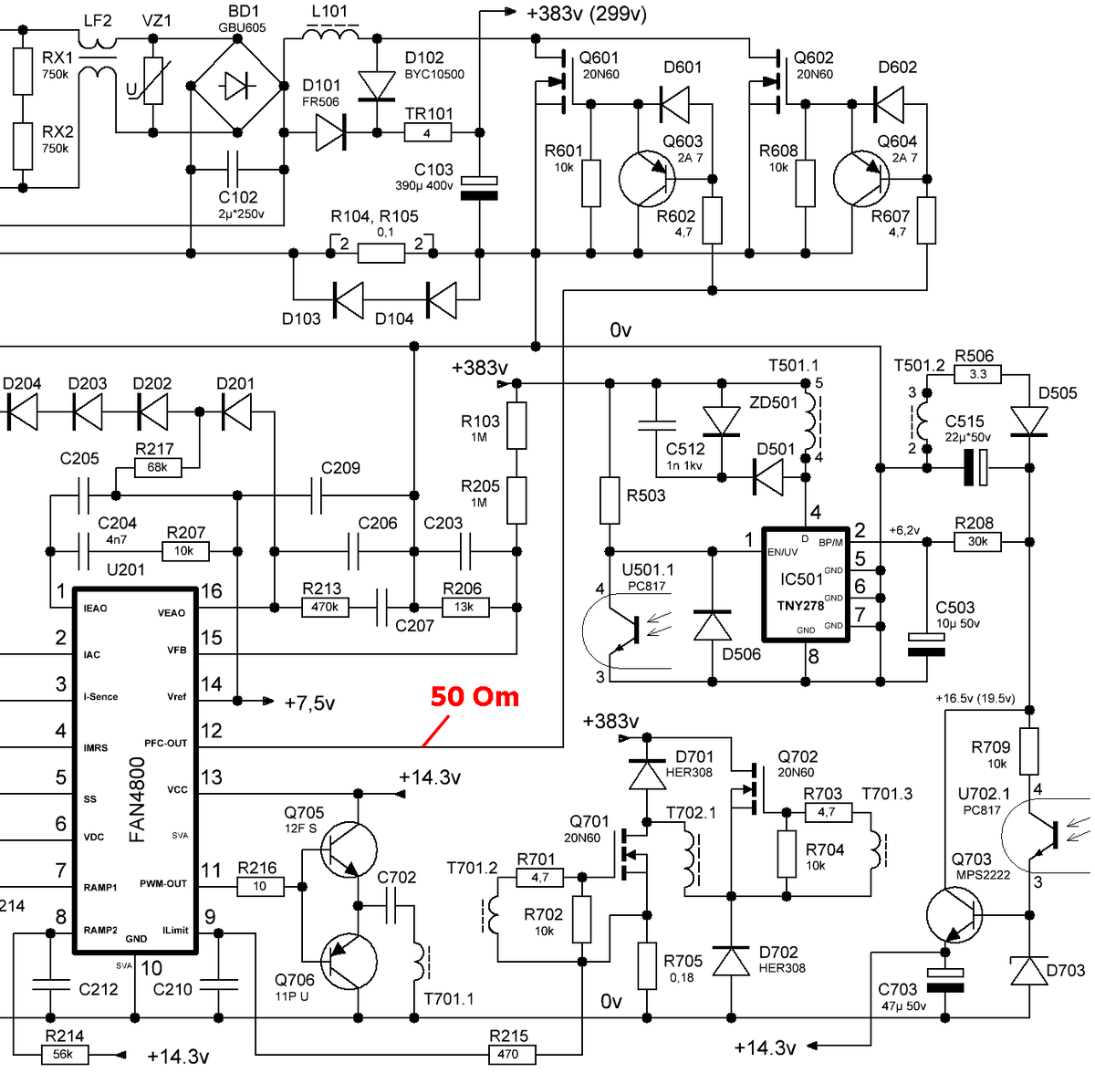 Блок питания компьютера Thermaltake TR2 S 600W TRS-0600P-2 - характеристики и оп