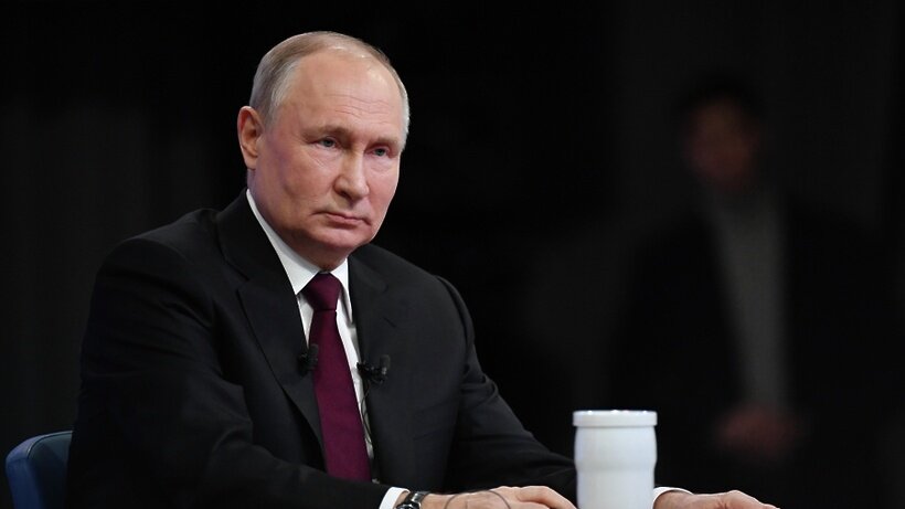    14 декабря 2023. Президент РФ Владимир Путин проводит совместную "прямую линию" с гражданами и большую пресс-конференцию с журналистами в Гостином дворе. ©Александр Казаков РИА Новости
