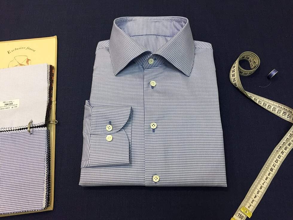 Рубашка из ткани 2/140х2/140 из египетского хлопка марки Giza 45 в ателье Bourbaki