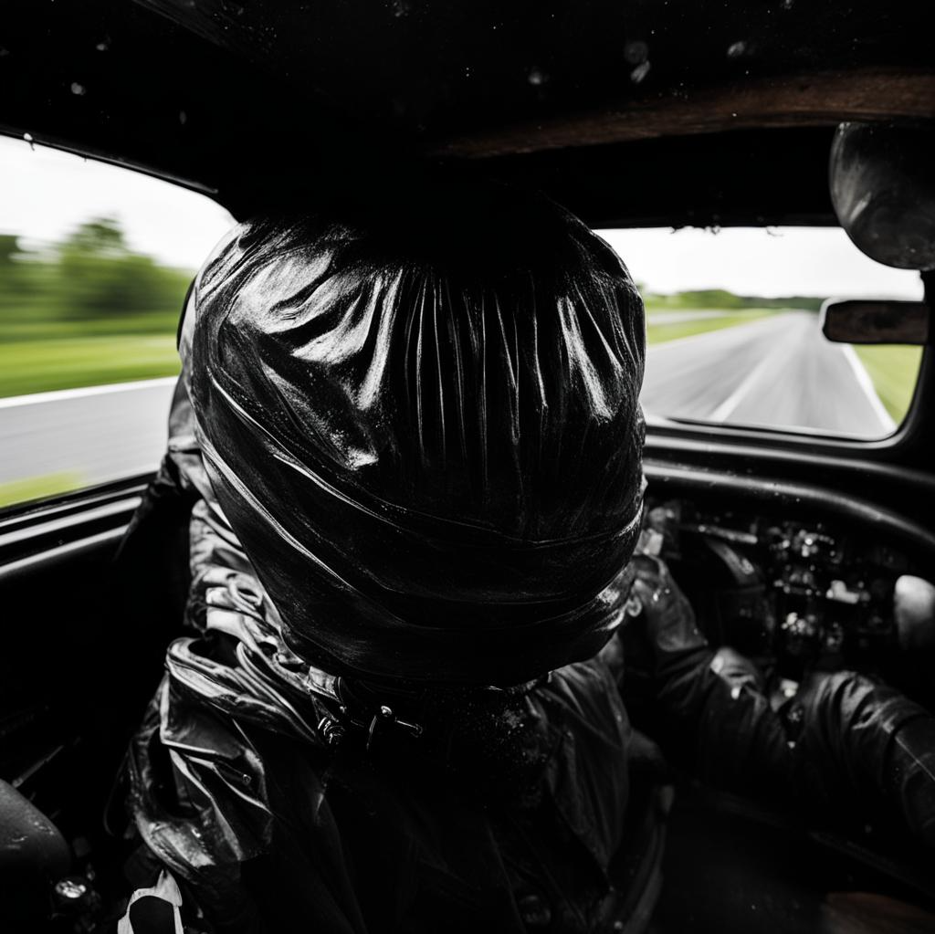 Бобби Молния в кабине автомобиля. Изображение создано по описанию нейросетью Кандинский