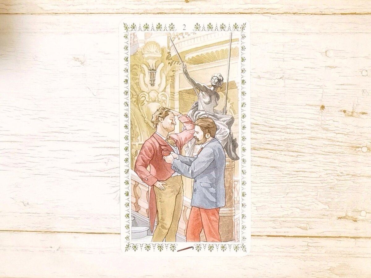 Аркан "2 Жезлов". "Романтическое Таро".