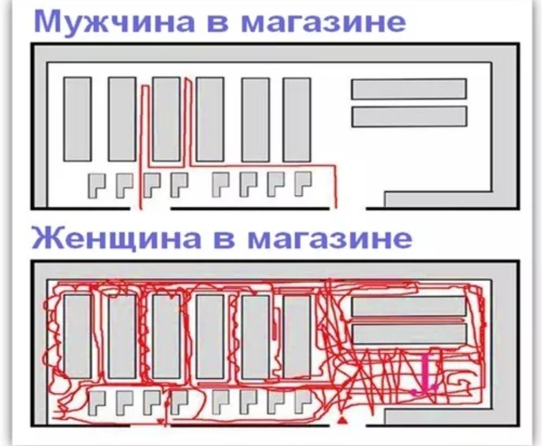 Мы даже в магазине ведём себя по-разному