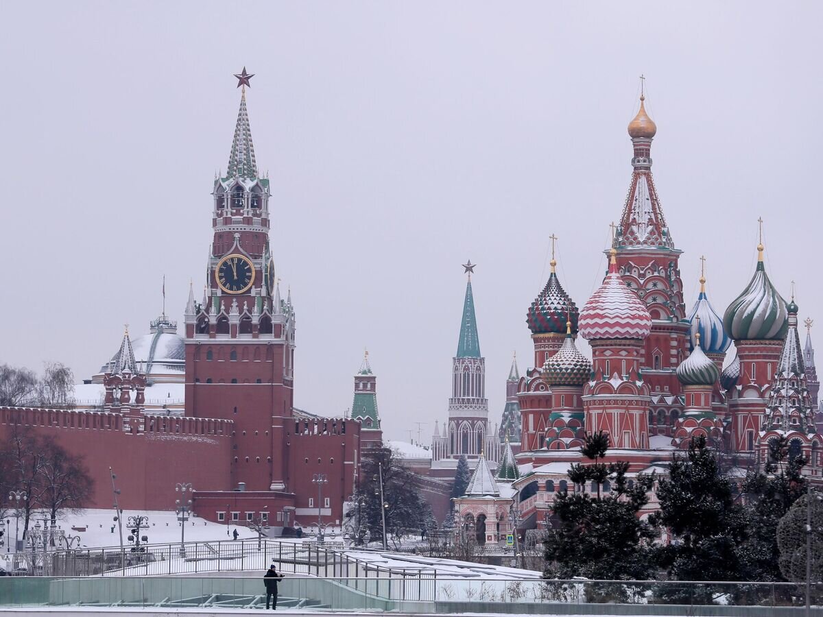    Вид из парка "Зарядье" на Покровский собор и Спасскую башню Московского Кремля© РИА Новости / Виталий Белоусов