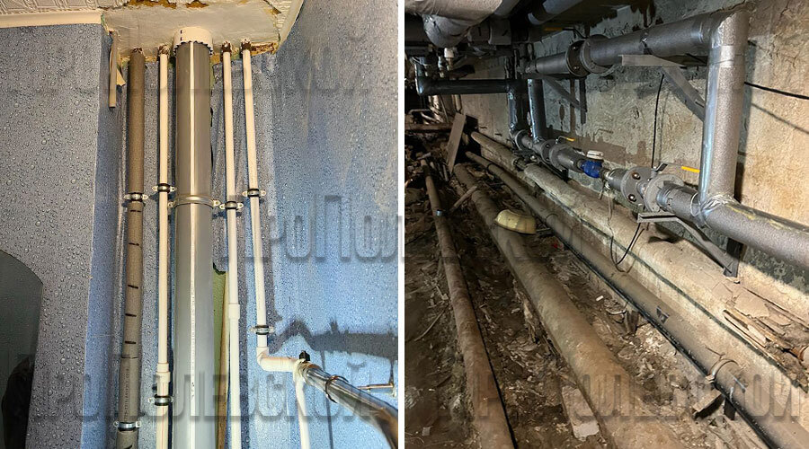 При капитальном ремонте замена систем холодного и горячего водоснабжения и водоотведения в многоквартирном доме проводится не только в подвальных помещениях – подрядчик меняет стояки и трубы в местах общего пользования и жилых помещениях. Фото предоставлено ООО «ИНЖЭК»