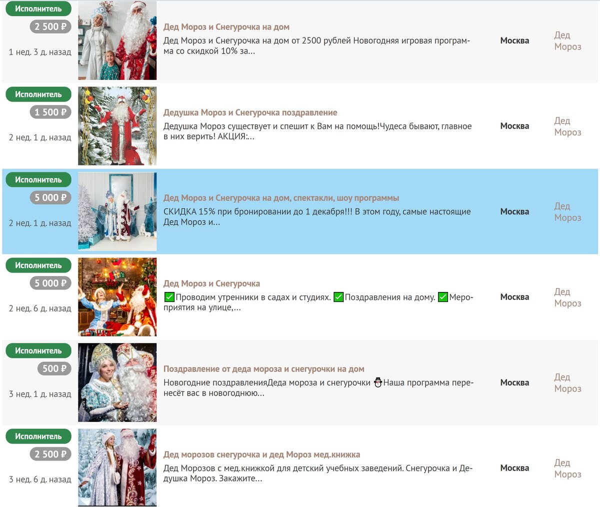 Вызвать Деда Мороза и Снегурочку на дом