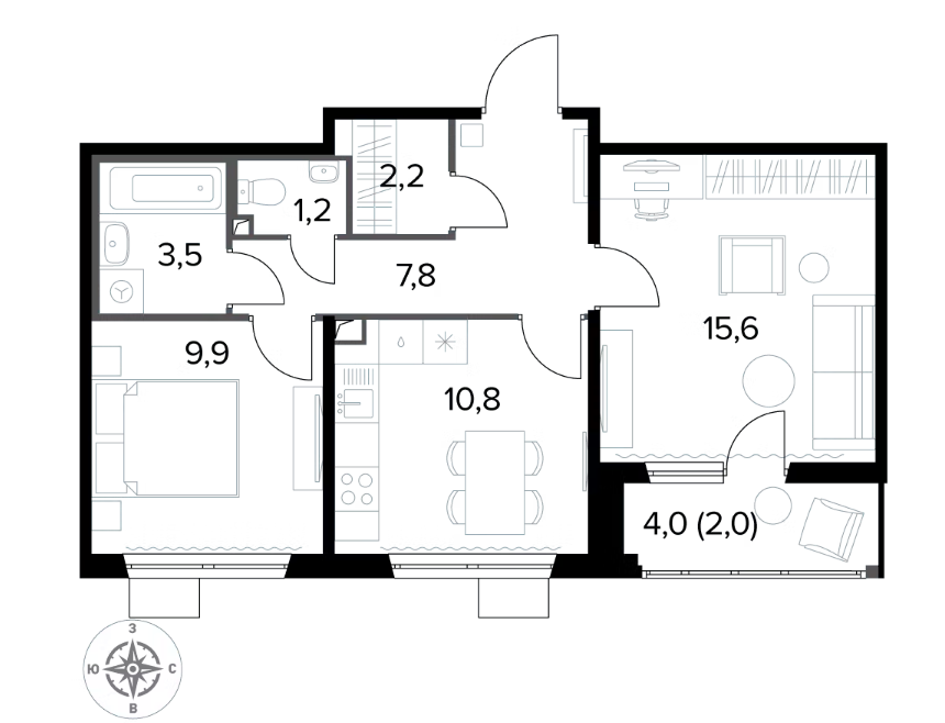 Изначально мы смотрели квартиру вот такой планировки