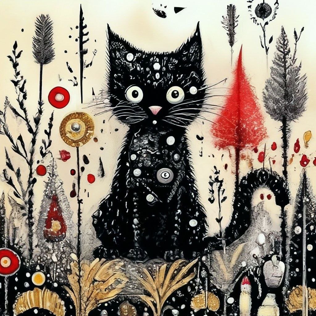 Создано с помощью Шедеврум. Смесь стилей - Doodling art, naive,Tim Burton