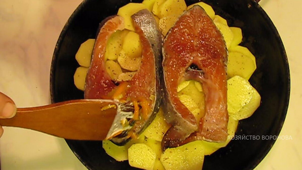 картофель с форелью