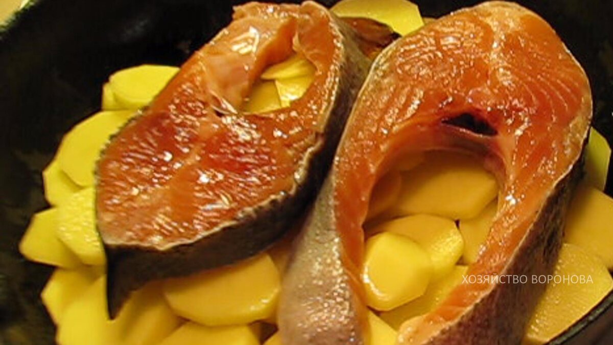 картофель с форелью