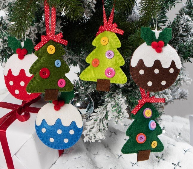 Елочное украшение фетр Елочка 10-13 см 