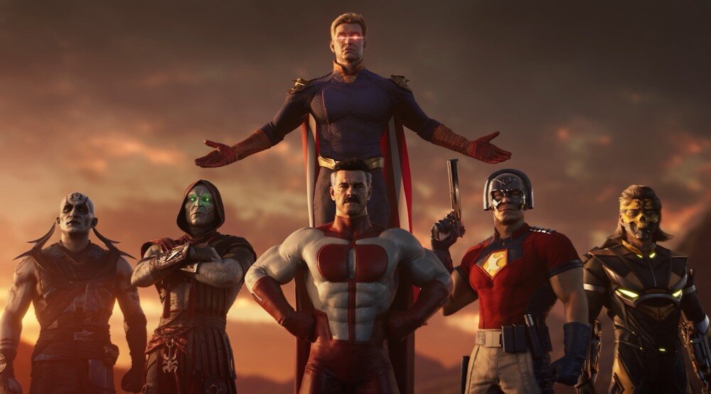     Омни-Мен, Хоумлендер и Миротворец, кадр из тизера дополнения игры Mortal Kombat 1 «Kombat Pack 1» (2023)