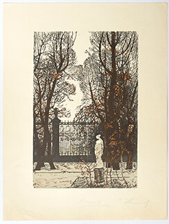    Василий (Виктор) Молочников. «Летний сад». Линогравюра. 1965 Даниил Кугушев