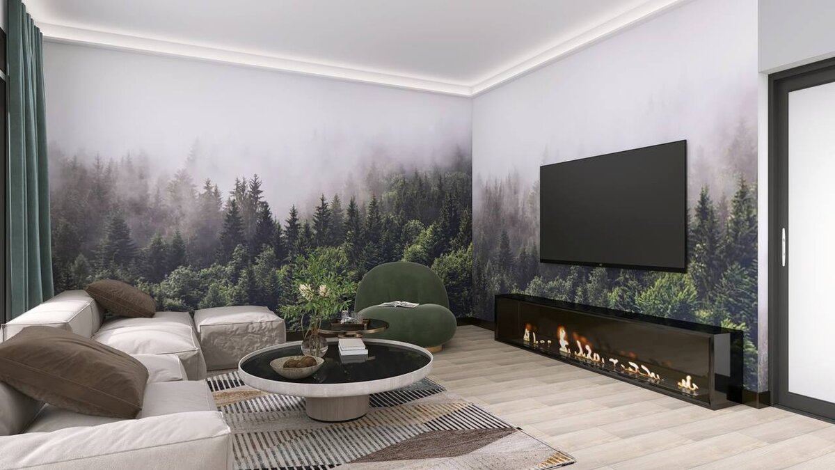 Проект кухни-гостиной от Кудлаевой Жанны. Обои из Neo Wall Street